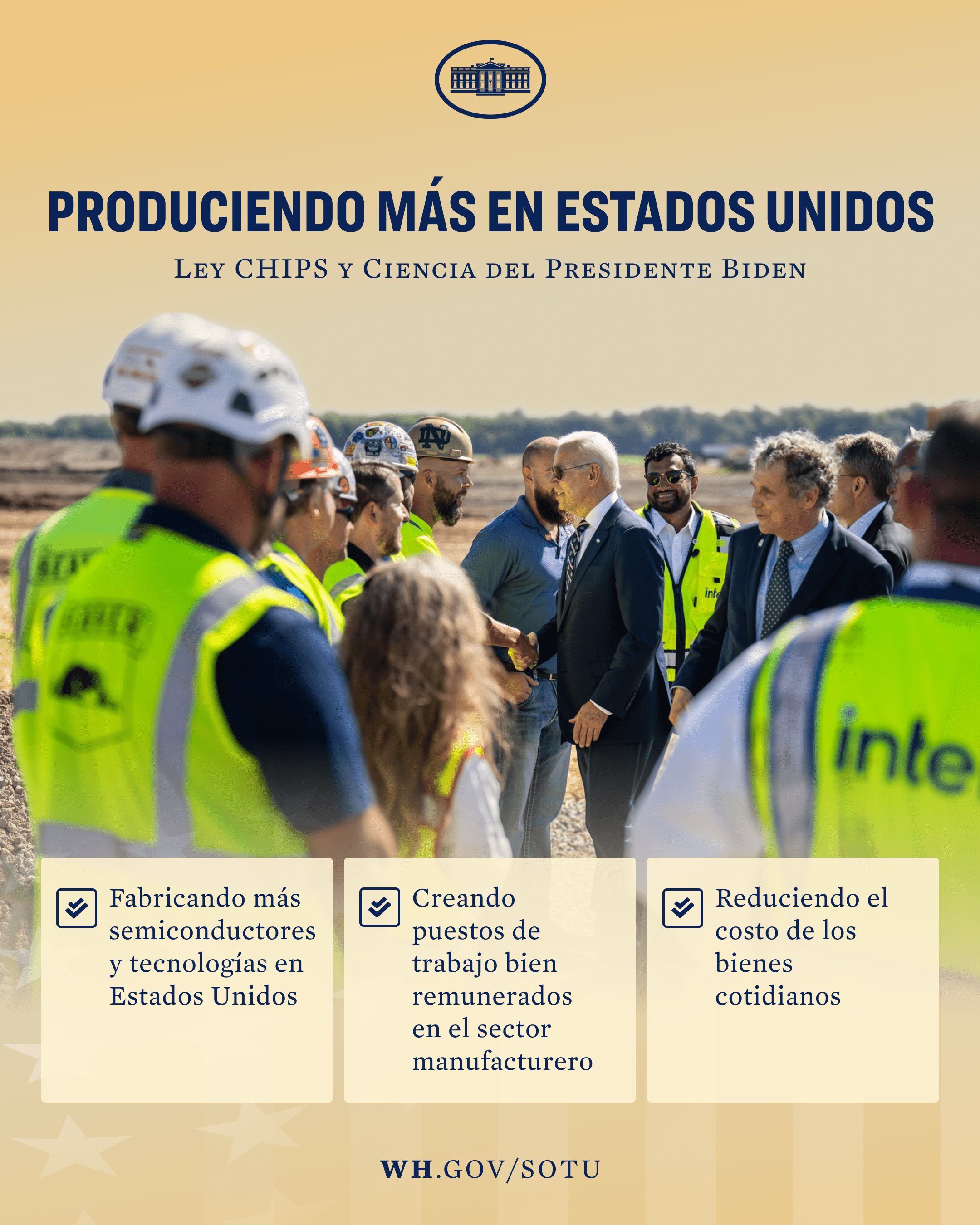 Produciendo más en Estados Unidos a través de la Ley CHIPS y Ciencia del presidente Biden