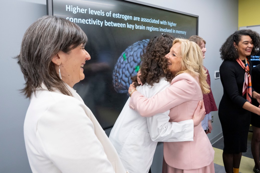 First Lady Jill Biden participates in a tour Thursday, January 11, 2024, at the University of Illinois Chicago in Chicago