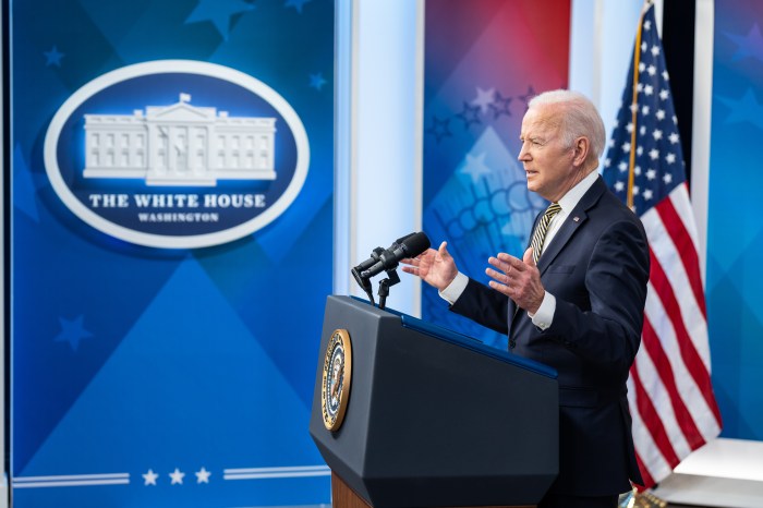 President Joe Biden delivers remarks on the economic assistance that the U.S. is providing to Ukraine